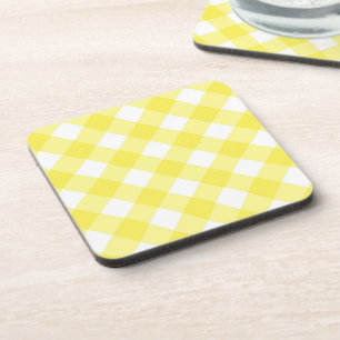 Lichtgeel Klassiek Gingham Patroon Bier Onderzetter