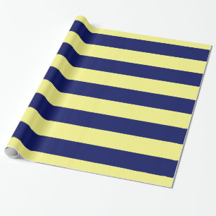 Lichtgeel, Marineblauw XL Strepenpatroon V Cadeaupapier