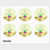 Lichtgeel Wavy Gold Logo Monogram Productlabel Ronde Sticker (Vel)