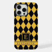  Lichtgeel Zwart Argyle Patroon iPhone Hoesje (Achterkant)