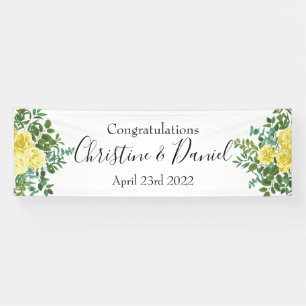 Lichtgele pasteitjes en Roos (Floral Wedding) Spandoek