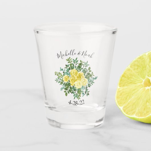 Lichtgele roze  lenteverbinding shot glas (Voorkant)