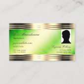 Lichtgevend groen marmer gouden rand monogram foto visitekaartje (Achterkant)