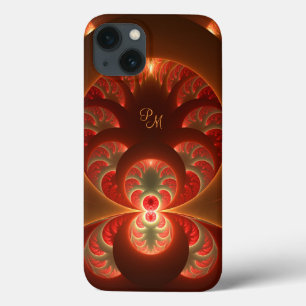 Lichtgevende abstracte moderne Fractal Art Initial iPhone 13 Hoesje