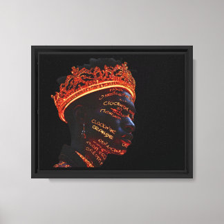 Lichtgevende Afro-futuristische koning met gouden Canvas Afdruk