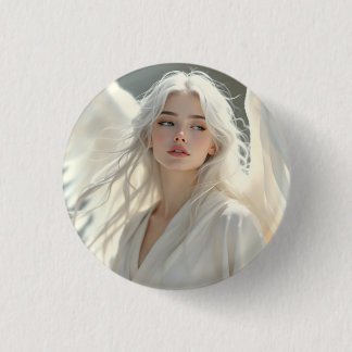 Lichtgevende Beschermer - Engel van Zilveren Dager Ronde Button 3,2 Cm
