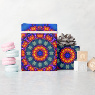 Lichtgevende blauwe caleidoscoop cadeaupapier