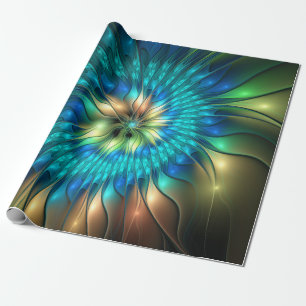 Lichtgevende Fantasie Bloem, Kleurrijke Abstracte Cadeaupapier