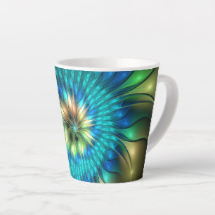 Lichtgevende Fantasie Bloem, Kleurrijke Abstracte Latte Mok