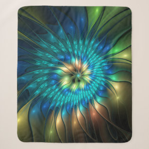 Lichtgevende Fantasie Bloem, Kleurrijke Abstracte Sherpa Deken