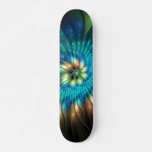 Lichtgevende Fantasie Bloem, Kleurrijke Abstracte Skateboard