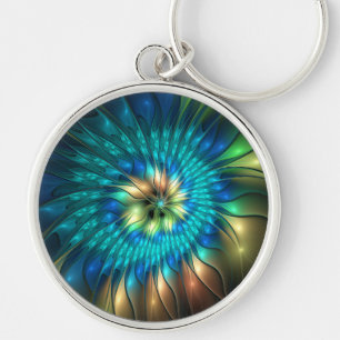 Lichtgevende Fantasie Bloem, Kleurrijke Abstracte Sleutelhanger