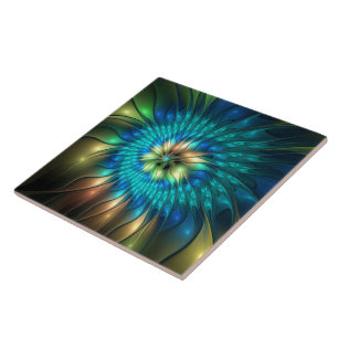 Lichtgevende Fantasie Bloem, Kleurrijke Abstracte  Tegeltje