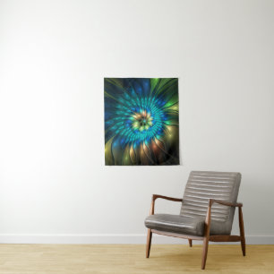 Lichtgevende Fantasie Bloem, Kleurrijke Abstracte Wandkleed