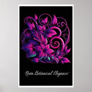 Lichtgevende gebladerte: een neondroom poster