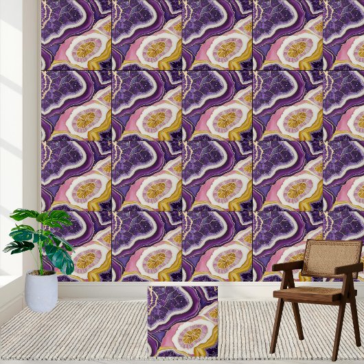 Lichtgevende Geode Tegel Pattern in Violet Pink &  Tegeltje