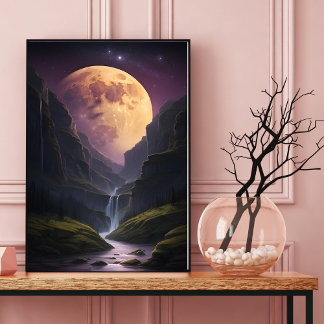 Lichtgevende Glow Moon Bergschaal Poster