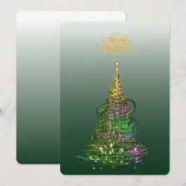 Lichtgevende groene kerstboom platte kerstkaart kaart