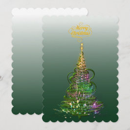 Lichtgevende groene kerstboom platte kerstkaart kaart