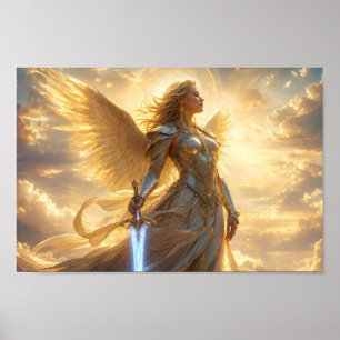Lichtgevende Hemelse Gevleugelde Krijger Poster