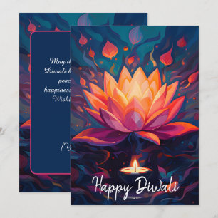 Lichtgevende Lotus Diwali kaart