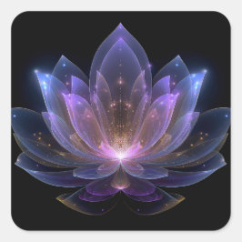Lichtgevende Lotusbloem - Paars Blauw Zwarte Bloem Vierkante Sticker