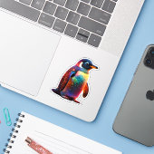 lichtgevende pinguïncharme sticker (Laptop met iPhone)