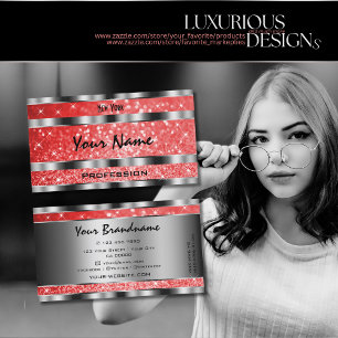 Lichtgevende Ruby Rode Glitter Sterren Zilveren De Visitekaartje