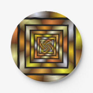Lichtgevende Tunnel Kleurrijke Trippy Fractal Grap Papieren Bordje