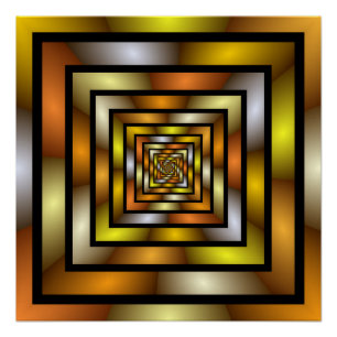 Lichtgevende Tunnel Kleurrijke Trippy Fractal Grap Perfect Poster