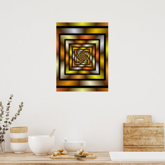 Lichtgevende Tunnel Kleurrijke Trippy Fractal Grap Poster (Keuken)