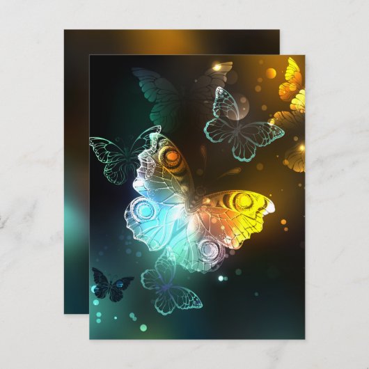 Lichtgevende vlinder en nachtvlinders advieskaart (Voorkant / Achterkant)