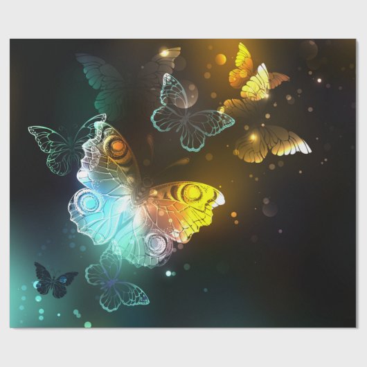 Lichtgevende vlinder en nachtvlinders cadeaupapier (Vlak)
