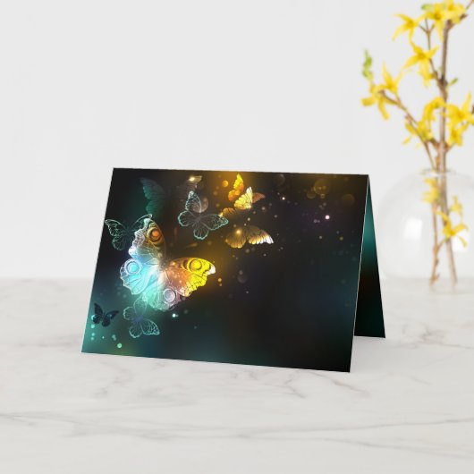 Lichtgevende vlinder en nachtvlinders kaart (Gele Bloem)