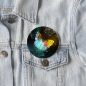 Lichtgevende vlinder en nachtvlinders ronde button 7,6 cm (In situ)