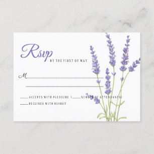 Lichtgewicht Paarse lavender Flowers Weddenschap R RSVP Kaartje
