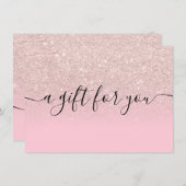 lichtgewicht roos goudglitter roze cadeaubon (Voorkant / Achterkant)