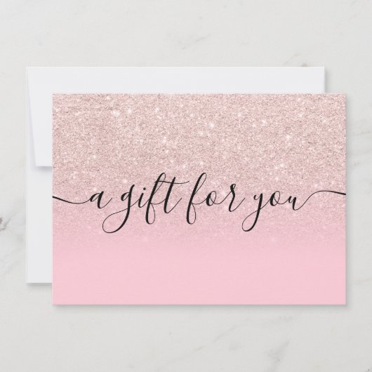 lichtgewicht roos goudglitter roze cadeaubon (Voorkant)