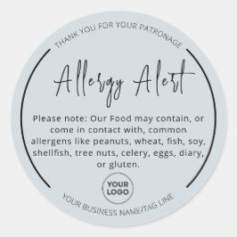 Lichtgrijs Allergie Voedsel Waarschuwing Ronde Sti Ronde Sticker