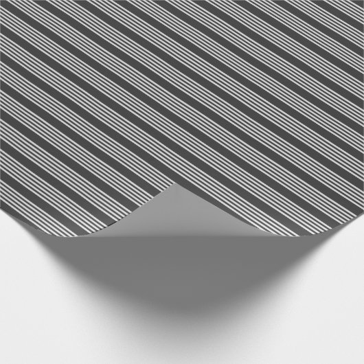 Lichtgrijs en houtskool met vijf strepen cadeaupapier (Hoek)