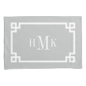 Lichtgrijs Grieks Sleutel Monogram Standaard Kusse Kussensloop (Voorkant-Rechts)