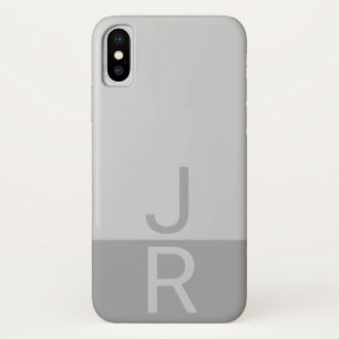 Lichtgrijs & Grijs Modern Initialen Monogram iPhone X Hoesje