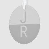 Lichtgrijs & Grijs Modern Initialen Monogram Ornament (voorkant)