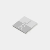 Lichtgrijs & Grijs Modern Initialen Monogram Post-it® Notes (Schuin)