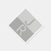 Lichtgrijs & Grijs Modern Initialen Monogram Servet (Hoek)