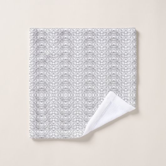 Lichtgrijs herhalend V-vormig patroon op een witte Bad Handdoek (Wasdoekje)