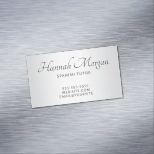 Lichtgrijs Witte Ombre Elegante Script Magnetisch Visitekaartje