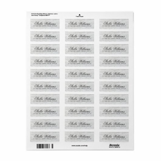 Lichtgrijs woudkalligrafie scriptadres etiket (Full Sheet)
