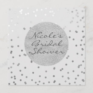 Lichtgrijs & Zilver Glanzende Confetti Stippen Mod Kaart