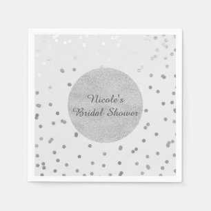 Lichtgrijs & Zilver Glanzende Confetti Stippen Mod Servet